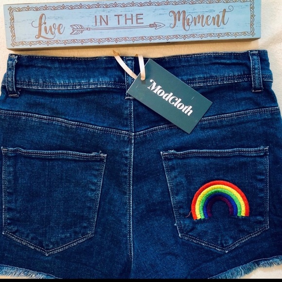 ModCloth Denim Cutoff Rainbow 🌈 Shorts XS - Picture 2 of 10